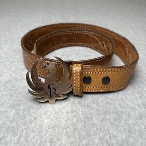 Bianchi B9 Fancy Stitch Brown Leather Gun Belt Sz 34 Solid W/ Bronze Sturm Ruger